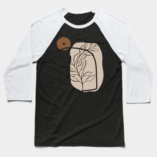 Minimal Modern  Abstract Shapes   Black leaf Warm Tones  Design Baseball T-Shirt